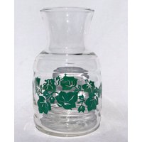 Vintage Glaskaraffe Mit Grünem Efeu-Design von 60WattVintage