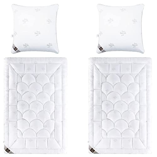 sei Design Bettset Kissen und Decke 135x200 Large SWAN-Set 2 Bettdecken 135x200 + 2 Kopfkissen 80x80 |EIN Gefühl wie Daunen von sei Design