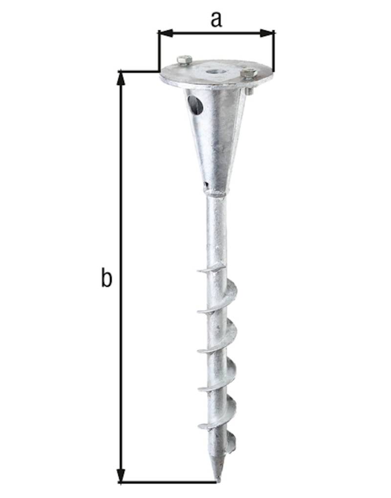 Alberts® Einschraub-Bodenhülse m.Platte f. unterschiedl.Halterungen, fvz, Länge 400 mm 657222 von Alberts