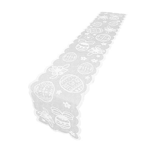Tischläufer Ostern Frühling Modern Ostertischläufer Rechteckiger Waschbar Tischwäsche mit Oster Motiv Grün Bunt Gelb Mitteldecke Vintage Tischdecke Ostern Leinen Häschen Blumen Hase Hasenohren von 6666