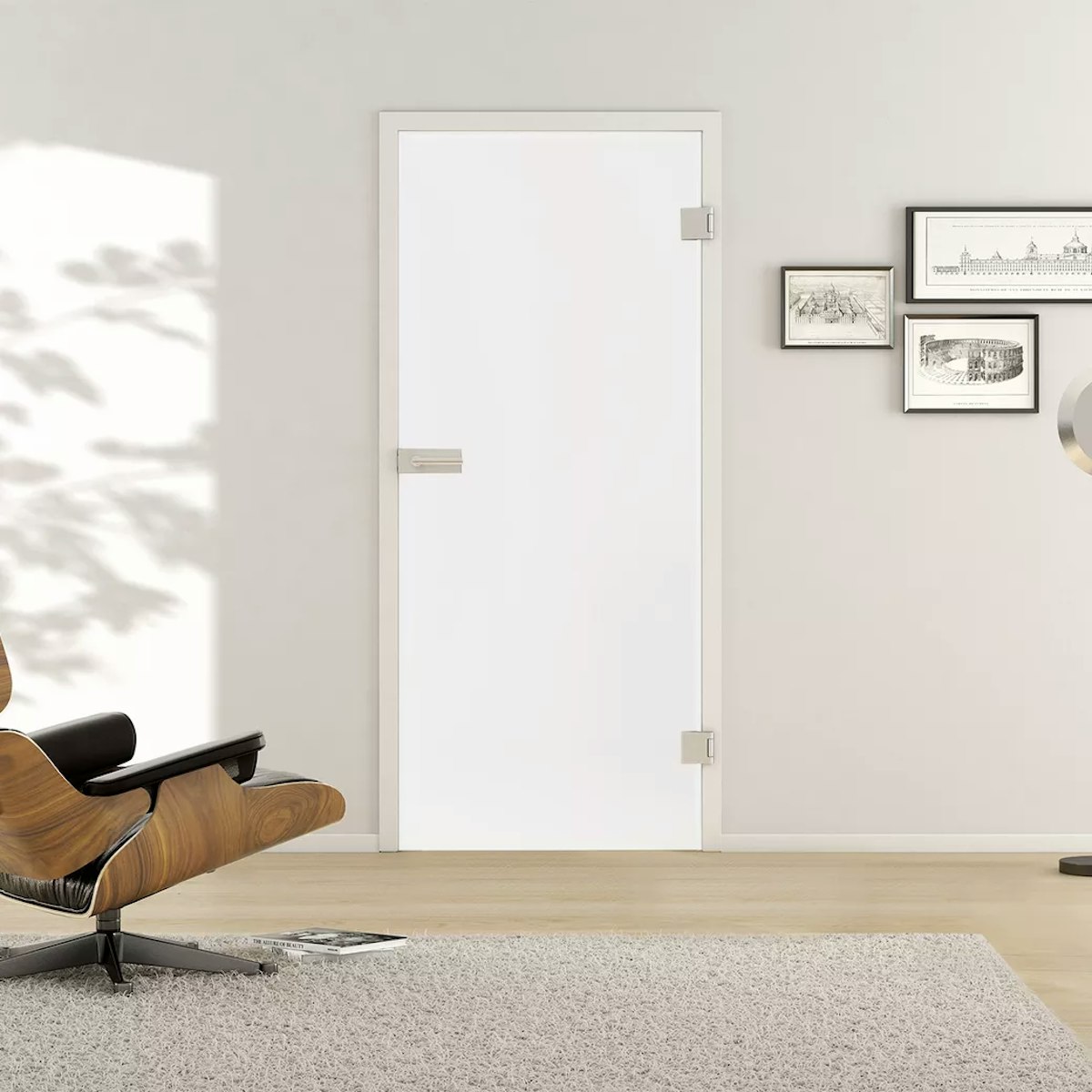 Griffwerk Glasdrehtür (VSG) FROSTED WHITE 682 VSG PURE WHITE weiß blickdicht 709x1972x8.8mm Studio/Office DIN L/R von Griffwerk