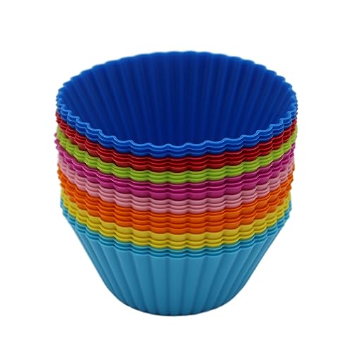 69home 24x Muffinform Silikon - Backform Rund - Cupcake Formen - Muffinförmchen BPA-frei - Wiederverwendbar - 8 Farben von 69home