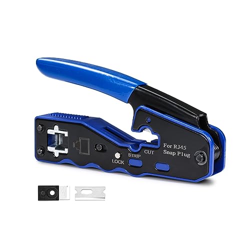 6COMGIGA All-in-One-RJ45-Crimpzange, Durchgangs-Ethernet-Crimper für Cat5e Cat6 Cat6a 8P8C Modularstecker von 6COMGIGA
