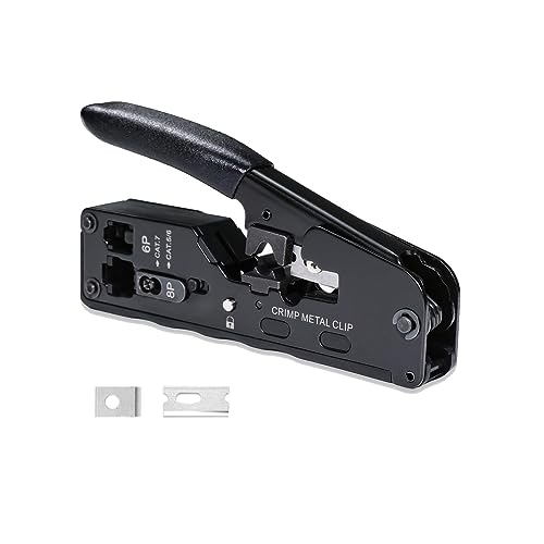 6COMGIGA All-in-one RJ45 RJ12 Crimpzange, Pass-Through-Ethernet-Crimper für Cat5 Cat5e Cat6 Cat6a Cat7 Modularstecker von 6COMGIGA