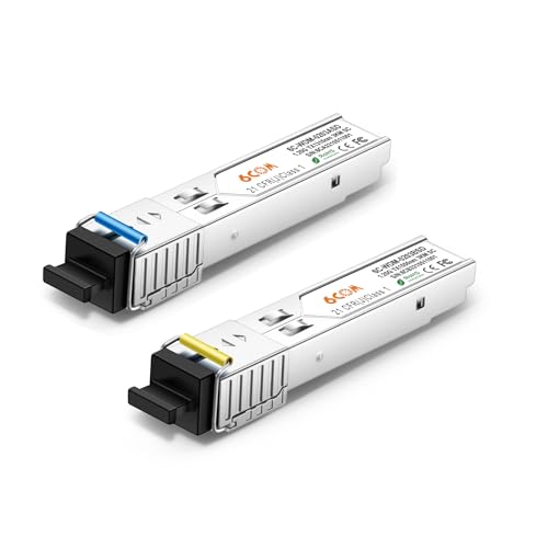 6COMGIGA Ein Paar 1,25 G SFP SC Connector Bidi Transceiver, 1000Base-BIDI SFP 1310 nm/1550 nm SMF Transceiver, bis zu 3 km, kompatibel mit Cisco, Ubiquiti, D-Link und anderen offenen Schaltern von 6COMGIGA