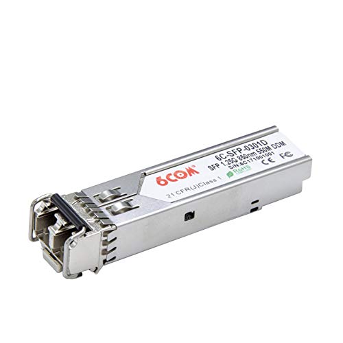 6COMGIGA Gigabit SFP Transceiver, 1000BASE-SX LC Multimode-Modul kompatibel für Netgear AGM731F, MMF, 850 nm, 551 m von 6COMGIGA