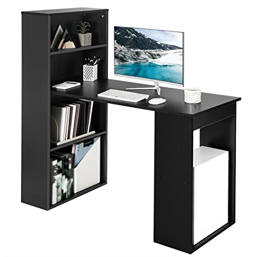 6hftuiiii Computer-Schreibtisch, Arbeitsplatz, Büro mit 6 Ablagen in einem schwarzen Schreibtisch (Farbe: A, Größe: wie abgebildet) von 6hftuiiii