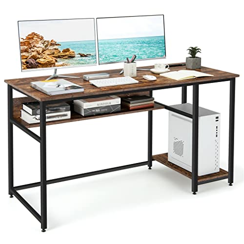 6hftuiiii Computertisch, Heimbüro, Computerarbeitsplatz mit Steckdose und USB-Anschluss (Farbe: A, Größe: 140 x 61 x 78 cm) von 6hftuiiii