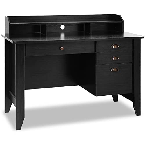 6hftuiiii Computertisch PC Laptop Schreibtisch Workstation mit Schublade Student Study Möbel Schwarz von 6hftuiiii