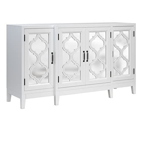 6hftuiiii Modernes, verspiegeltes Sideboard für Wohn- und Esszimmer, mit 4 Schränken und 3 verstellbaren Regalen. Farbe: A, Größe: wie abgebildet) von 6hftuiiii