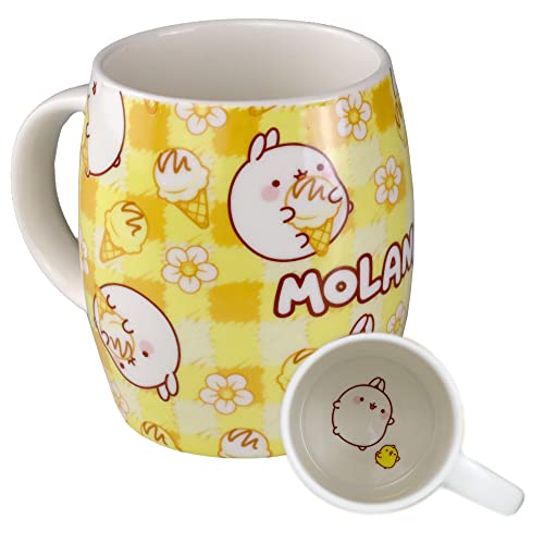 6vibes Molang große Tasse süß 400 ml aus Porzellan - Ananas-Eis Tasse Kaffee & Tee - Motiv-Tasse mit Piupiu - Bechertasse groß als Geschenk by von 6vibes
