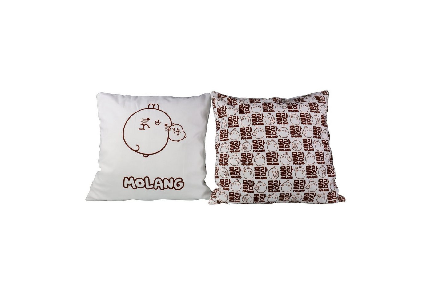 Kissenbezüge Molang, 2 Stück - Dekokissen mit zwei verschiedenen Seiten 40 x 40 cm, 6vibes, Zierkissen für die Couch vorne Molang & Piupiu, hinten coole Pattern von 6vibes