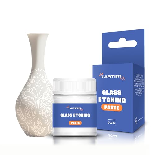 7 Artists Ätzpaste für Glas 50 ml – Starke Glasätzcreme mit Frost Effekt | Glass Etching Cream zum Glasätzen & Dekorieren | Glasätzpaste für Gläser & Basteln von 7 Artists