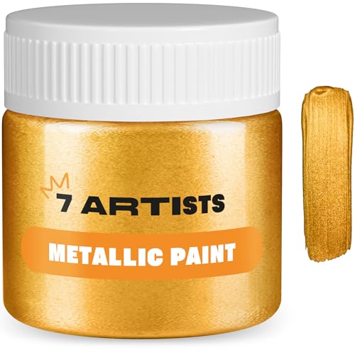 7 Artists Acrylfarben Reddish Gold 50 ml | Acrylfarben Metallic | Metallic Acrylfarben | Acrylfarbe Gold | Glitzer Acrylfarbe | Gold Lackfarbe | Acrylfarbe Gold Metallic | Acryl Gold | Gold Farbe von 7 Artists