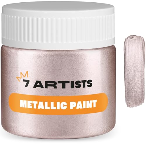 7 Artists Acrylfarben Rose Gold 50 ml | Acrylfarben Metallic | Metallic Acrylfarben | Acrylfarbe Gold | Glitzer Acrylfarbe | Gold Lackfarbe | Acrylfarbe Gold Metallic | Acryl Gold | Gold Farbe von 7 Artists