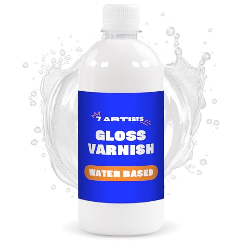 7 Artists Acryllack Transparent 500 ml Klarlack Glänzend | Firnis für Acrylfarben | Klarlack für Acrylfarben | Varnish for Acrylic Painting | Klarlack Wasserfest | Acryl Glanzlack | Gloss Varnish von 7 Artists