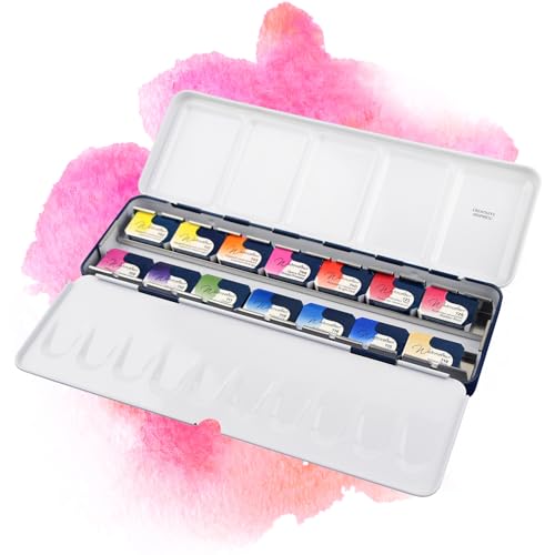 7 Artists Botanische Aquarellfarben Rosa Gallery Set 14 x Näpfchen Lebendige Farben, Hochwertige Künstler-Aquarell im Mehrzweck-Metallkasten mit Mischpalette, Künstler Aquarellkasten 7 Artists Botanische Aquarellfarben Rosa Gallery Set 14 x Näpfchen Lebendige Farben, Hochwertige Künstler-Aquarell im Mehrzweck-Metallkasten mit Mischpalette, Künstler Aquarellkasten von 7 Artists