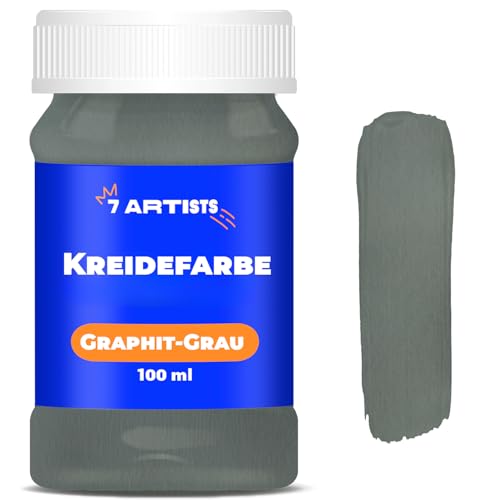 7 Artists Chalk Paint Graphit-Grau 100 ml Kreidefarbe für Möbel | Kreidefarbe für Holz auf Wasserbasis - Graphit-Grau Farbe für Möbel ohne Schleifen | Kreidefarbe Möbel, Wand, Holz 7 Artists Chalk Paint Graphit-Grau 100 ml Kreidefarbe für Möbel | Kreidefarbe für Holz auf Wasserbasis - Graphit-Grau Farbe für Möbel ohne Schleifen | Kreidefarbe Möbel, Wand, Holz von 7 Artists