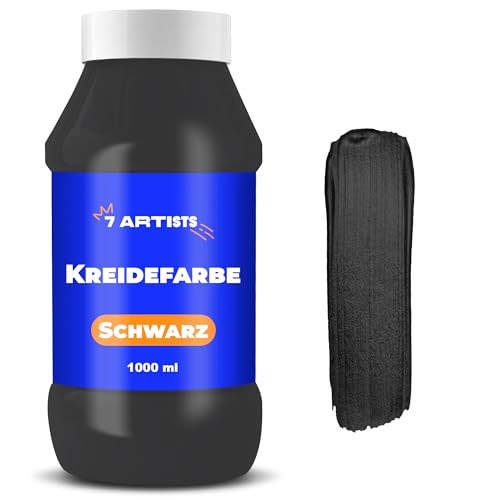 7 Artists Chalk Paint Schwarz 1000 ml Kreidefarbe für Möbel | Kreidefarbe für Holz auf Wasserbasis - Schwarz Farbe für Möbel ohne Schleifen | Kreidefarbe Möbel, Wand, Holz und andere Oberflächen von 7 Artists