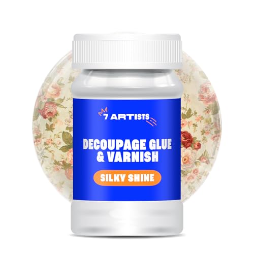 7 Artists Decoupage Kleber Lack Wasserfest 100 ml Half Glossy - Serviettentechnik Kleber auf Wasserbasis | Serviettenkleber für Serviettentechnik | Servietten Kleber zum Basteln von 7 Artists