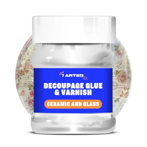 7 Artists Decoupage Kleber Lack Wasserfest 230 ml Keramik - Serviettentechnik Kleber auf Wasserbasis | Serviettenkleber für Serviettentechnik | Servietten Kleber zum Basteln von 7 Artists
