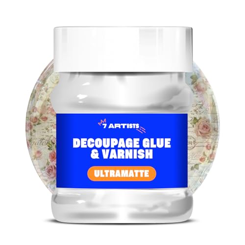 7 Artists Decoupage Kleber Lack Wasserfest 230 ml Ultramatt - Serviettentechnik Kleber auf Wasserbasis | Serviettenkleber für Serviettentechnik | Servietten Kleber zum Basteln 7 Artists Decoupage Kleber Lack Wasserfest 230 ml Ultramatt - Serviettentechnik Kleber auf Wasserbasis | Serviettenkleber für Serviettentechnik | Servietten Kleber zum Basteln von 7 Artists
