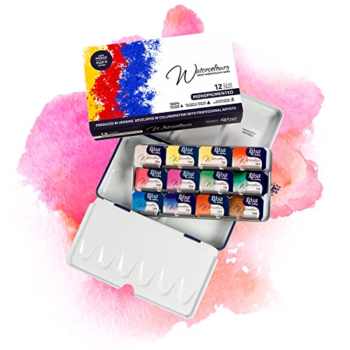 7 Artists Monopigment Aquarellfarben Rosa Gallery Set – 12 x Näpfchen Lebendige Farben, Hochwertige Künstler-Aquarell im Mehrzweck-Metallkasten mit Mischpalette, Künstler Aquarellkasten 7 Artists Monopigment Aquarellfarben Rosa Gallery Set – 12 x Näpfchen Lebendige Farben, Hochwertige Künstler-Aquarell im Mehrzweck-Metallkasten mit Mischpalette, Künstler Aquarellkasten von 7 Artists