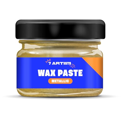 7 Artists Premium Metallic Wachspaste 20 ml Gilding Wax Gold Metallischer Micro-Glitzereffekt | Dekoration Gold Metallisch für Holz, Gips, Ton, Terrakotta | Goldene Wax Paste zum Basteln von 7 Artists