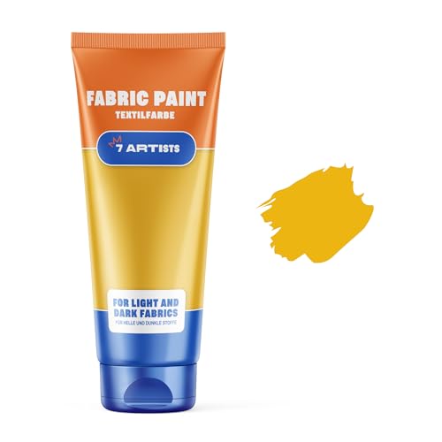 7 Artists Stoffmalfarben Stofffarben Textilfarbe Gelb Acrylfarbe Auf Wasserbasis Flasche 60 ml | Textilfarbe Waschmaschinenfest Nach Fixierung | Hochdeckend Für Dunkle Stoffe – Deckweiß 7 Artists Stoffmalfarben Stofffarben Textilfarbe Gelb Acrylfarbe Auf Wasserbasis Flasche 60 ml | Textilfarbe Waschmaschinenfest Nach Fixierung | Hochdeckend Für Dunkle Stoffe – Deckweiß von 7 Artists