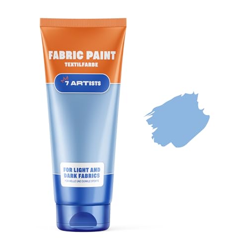 7 Artists Stoffmalfarben Stofffarben Textilfarbe Lasurblau Acrylfarbe Auf Wasserbasis Flasche 60 ml | Textilfarbe Waschmaschinenfest Nach Fixierung | Hochdeckend Für Dunkle Stoffe – Deckweiß von 7 Artists