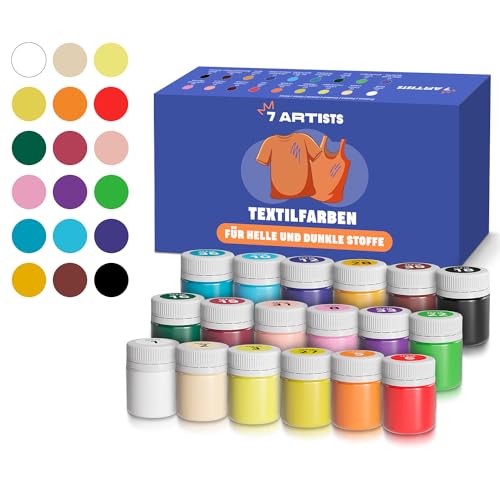 7 Artists Stoffmalfarben Textilfarbe Waschmaschinenfest | Set aus 18x20ml | Textilfarbe Ideal für Stofffarben Waschfest | Stoffmalfarben Waschfest | Textilmalfarbe | Stofffarbe | Fabric Paint 7 Artists Stoffmalfarben Textilfarbe Waschmaschinenfest | Set aus 18x20ml | Textilfarbe Ideal für Stofffarben Waschfest | Stoffmalfarben Waschfest | Textilmalfarbe | Stofffarbe | Fabric Paint von 7 Artists