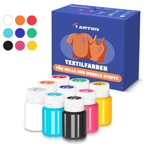 7 Artists Stoffmalfarben Textilfarbe Waschmaschinenfest | Set aus 9x20ml | Textilfarbe Ideal für Stofffarben Waschfest | Stoffmalfarben Waschfest | Textilmalfarbe | Stofffarbe | Fabric Paint 7 Artists Stoffmalfarben Textilfarbe Waschmaschinenfest | Set aus 9x20ml | Textilfarbe Ideal für Stofffarben Waschfest | Stoffmalfarben Waschfest | Textilmalfarbe | Stofffarbe | Fabric Paint von 7 Artists