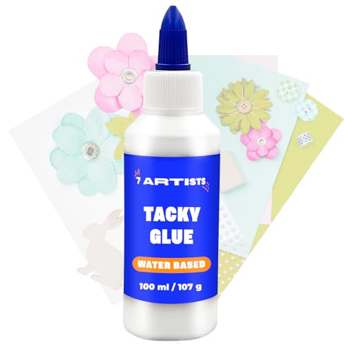 7 Artists Tacky Glue – Kleber Flüssig Transparent 100 ml | Starker Bastelkleber für Papier, Holz & Mehr | Vielseitiger Flüssig Kleber zum Basteln & DIY | SchnellTrocknend & Wasserfest von 7 Artists