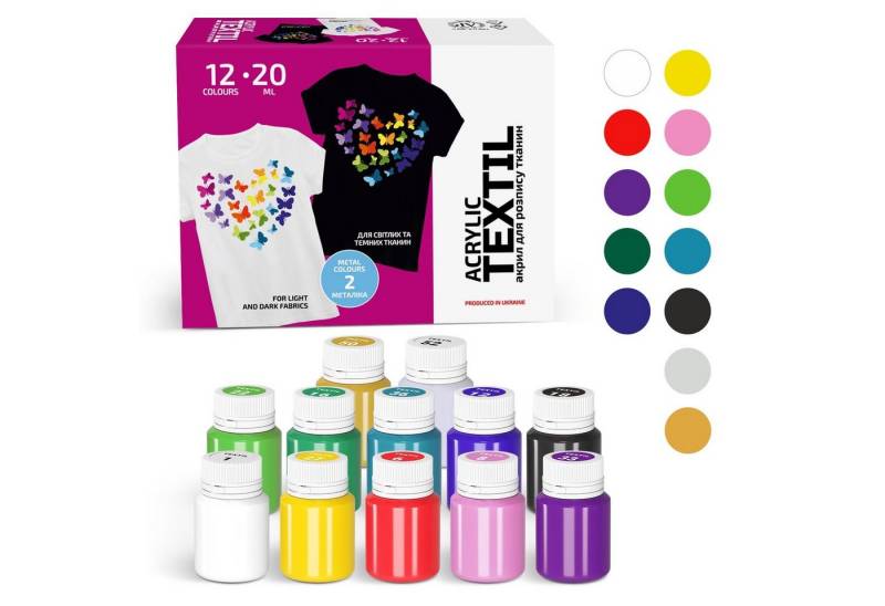 7 Artists Textilfarbe Textilfarbe Waschmaschinenfest, Stoffmalfarben Waschfest x 20 ml von 7 Artists