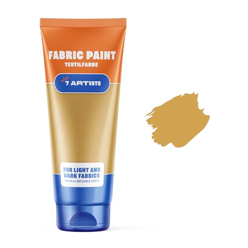 Stoffmalfarben Stofffarben Textilfarbe Gold Acrylfarbe Auf Wasserbasis Flasche 60 ml | Textilfarbe Waschmaschinenfest Nach Fixierung | Hochdeckend Für Dunkle Stoffe – Deckweiß von 7 Artists
