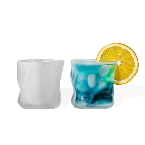 7 O'CLOCK Gläser 2er Set | Design Vintage Diamond Milky Glass Alaska | Trinkgläser Eiskaffeegläser Cocktailgläser Longdrinkgläser Wasser Tee Kaffee Saft | Spülmaschinenfest langlebig | 200ml von 7 O'CLOCK