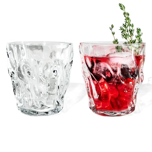 7 O'CLOCK Gläser 2er Set | Design Vintage Ocean Glass Miami Short | Trinkgläser Eiskaffeegläser Cocktailgläser Longdrinkgläser Wasser Tee Kaffee Saft | Spülmaschinenfest langlebig | 185ml von 7 O'CLOCK