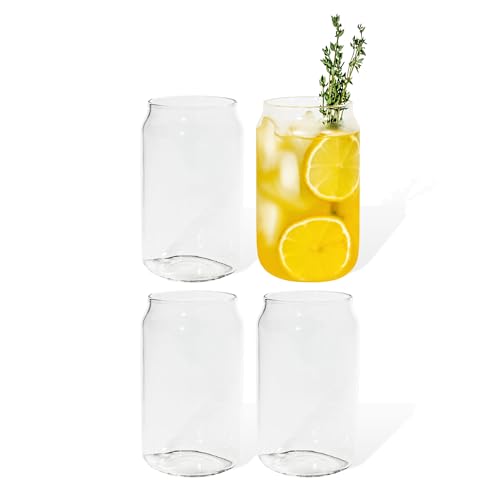 7 O'CLOCK Gläser 4er Set | Design Vintage Can Glass London | Trinkgläser Eiskaffeegläser Cocktailgläser Longdrinkgläser Wasser Tee Kaffee Saft | Spülmaschinenfest langlebig | 400ml von 7 O'CLOCK