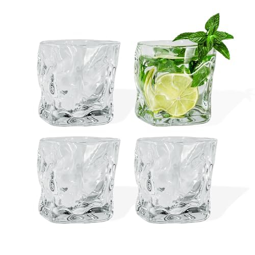 7 O'CLOCK Gläser 4er Set | Design Vintage Diamond Clear Glass Alaska | Trinkgläser Eiskaffeegläser Cocktailgläser Longdrinkgläser Wasser Tee Kaffee Saft | Spülmaschinenfest langlebig | 200ml von 7 O'CLOCK