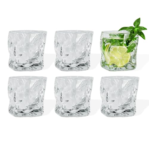 7 O'CLOCK Gläser 6er Set | Design Vintage Diamond Clear Glass Alaska | Trinkgläser Eiskaffeegläser Cocktailgläser Longdrinkgläser Wasser Tee Kaffee Saft | Spülmaschinenfest langlebig | 200ml von 7 O'CLOCK