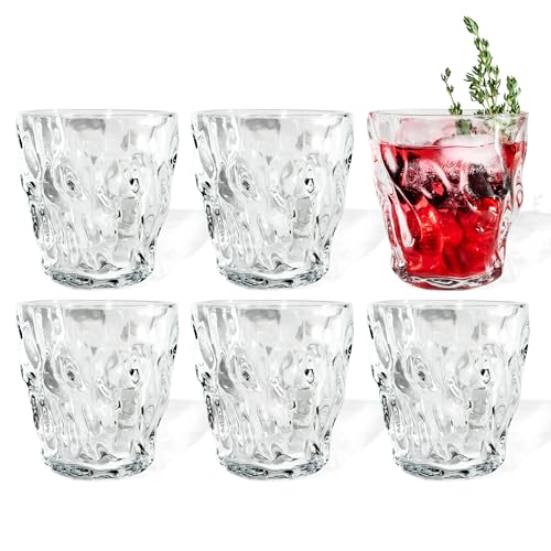 7 O'CLOCK Gläser 6er Set | Design Vintage Ocean Glass Miami Short | Trinkgläser Eiskaffeegläser Cocktailgläser Longdrinkgläser Wasser Tee Kaffee Saft | Spülmaschinenfest langlebig | 185ml von 7 O'CLOCK