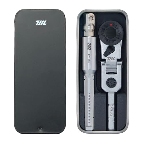 711L EDC Ratschenschlüssel Flex HEX - 1/4 Zoll Taschenratschenwerkzeug mit Steckschlüsselverlängerung für den täglichen Gebrauch - Inklusive T-Griff und Sechskant-zu-Stecknuss-Adapter von 711L