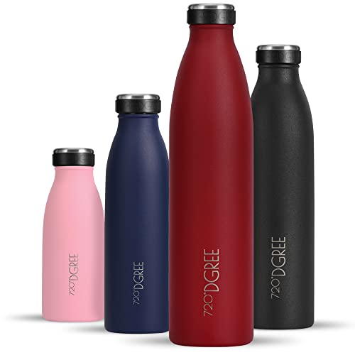 720°DGREE Edelstahl Trinkflasche “milkyBottle” - 1L - BPA-Frei, Auslaufsicher, Kohlensäure geeignet - Thermosflasche für Sprudel, Sport, Uni, Schule, Fitness, Outdoor, Camping von 720°DGREE