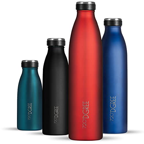 720°DGREE Edelstahl Trinkflasche “milkyBottle” - 500ml - Perfekt für Kinder, BPA-Frei, Auslaufsicher, Kohlensäure geeignet - Kleine Thermosflasche für Sprudel, Sport, Schule, Fitness von 720°DGREE