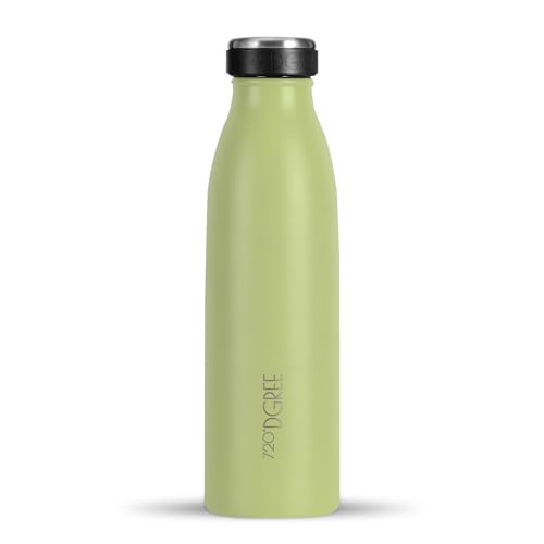 720°DGREE Edelstahl Trinkflasche “milkyBottle” - 500ml - Perfekt für Kinder, BPA-Frei, Auslaufsicher, Kohlensäure geeignet - Kleine Thermosflasche für Sprudel, Sport, Schule, Fitness von 720°DGREE