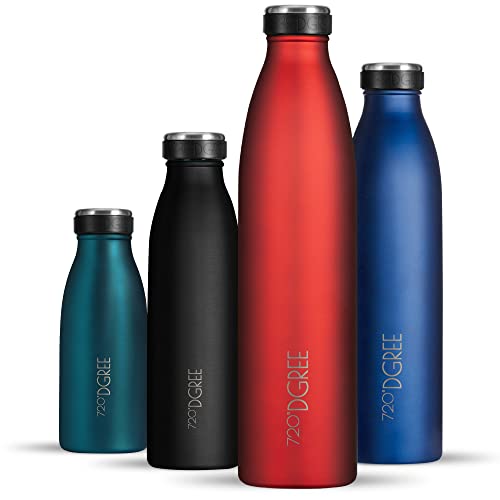 720°DGREE Edelstahl Trinkflasche “milkyBottle” - 750ml - BPA-Frei, Auslaufsicher, Kohlensäure geeignet - Thermosflasche für Sprudel, Sport, Uni, Schule, Fitness, Outdoor, Camping von 720°DGREE