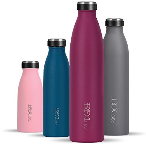 720°DGREE Edelstahl Trinkflasche “milkyBottle” - 750ml - BPA-Frei, Auslaufsicher, Kohlensäure geeignet - Thermosflasche für Sprudel, Sport, Uni, Schule, Fitness, Outdoor, Camping von 720°DGREE