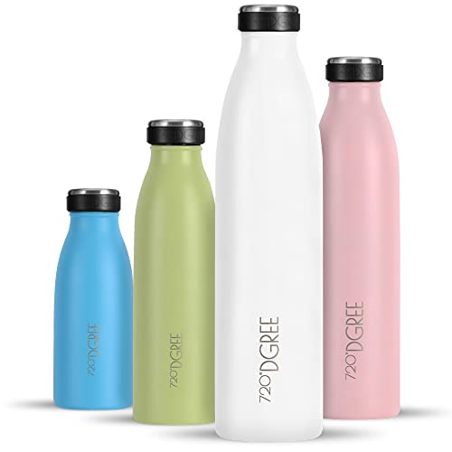 720°DGREE Edelstahl Trinkflasche “milkyBottle” - 750ml - BPA-Frei, Auslaufsicher, Kohlensäure geeignet - Thermosflasche für Sprudel, Sport, Uni, Schule, Fitness, Outdoor, Camping von 720°DGREE