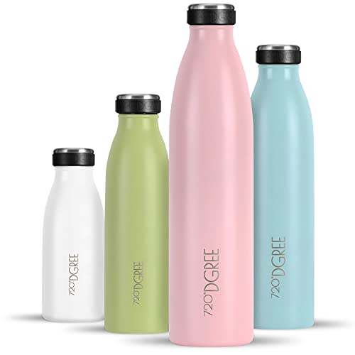 720°DGREE Edelstahl Trinkflasche “milkyBottle” - 750ml - BPA-Frei, Auslaufsicher, Kohlensäure geeignet - Thermosflasche für Sprudel, Sport, Uni, Schule, Fitness, Outdoor, Camping von 720°DGREE