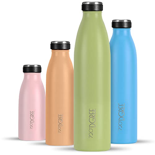 720°DGREE Edelstahl Trinkflasche “milkyBottle” - 750ml - BPA-Frei, Auslaufsicher, Kohlensäure geeignet - Thermosflasche für Sprudel, Sport, Uni, Schule, Fitness, Outdoor, Camping von 720°DGREE